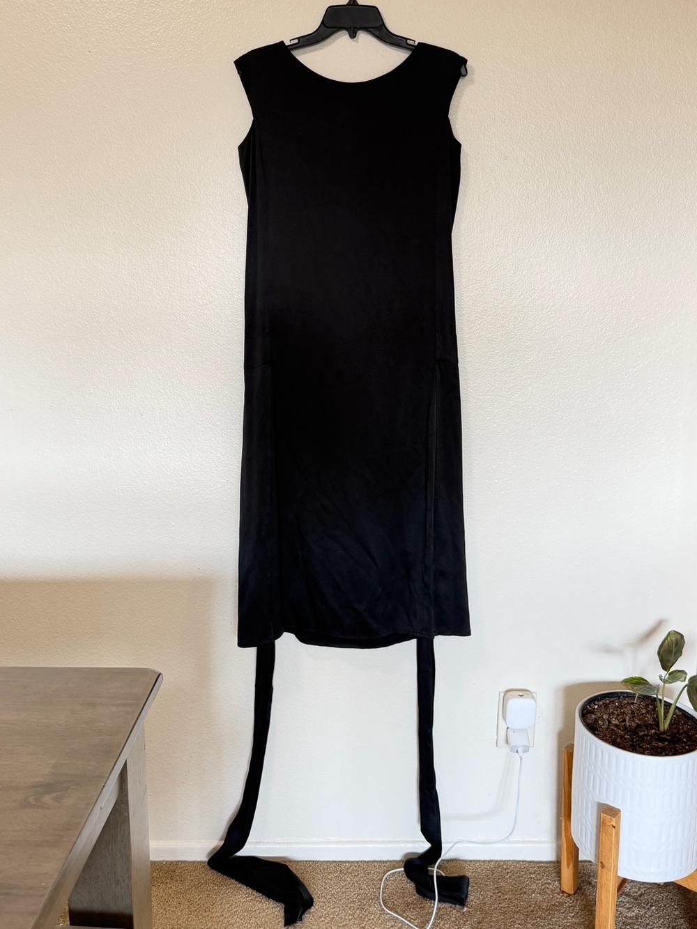 Yohji Yamamoto little Black Sleeveless midi silk goth dress made in Japan